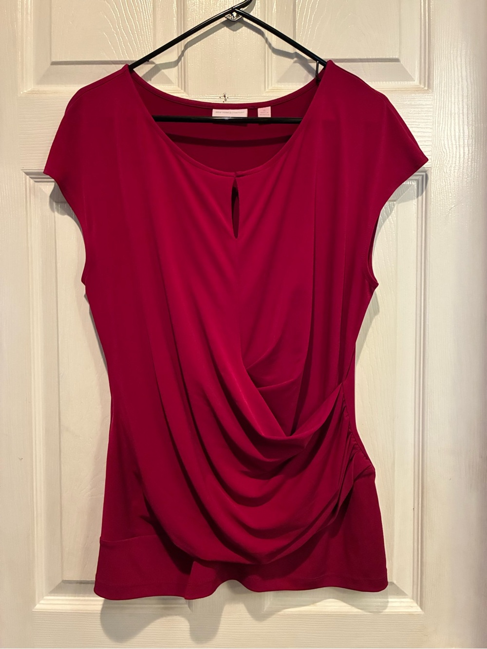 New York & Company Draped Cap Sleeve Top - Wine